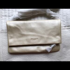 Skagen foldover leather clutch